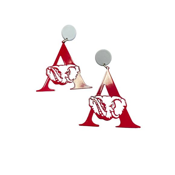 Alabama "A" Elephant Laser Cut Earrings - Bama Earrings - Roll Tide Earrings - Picture 2 of 3